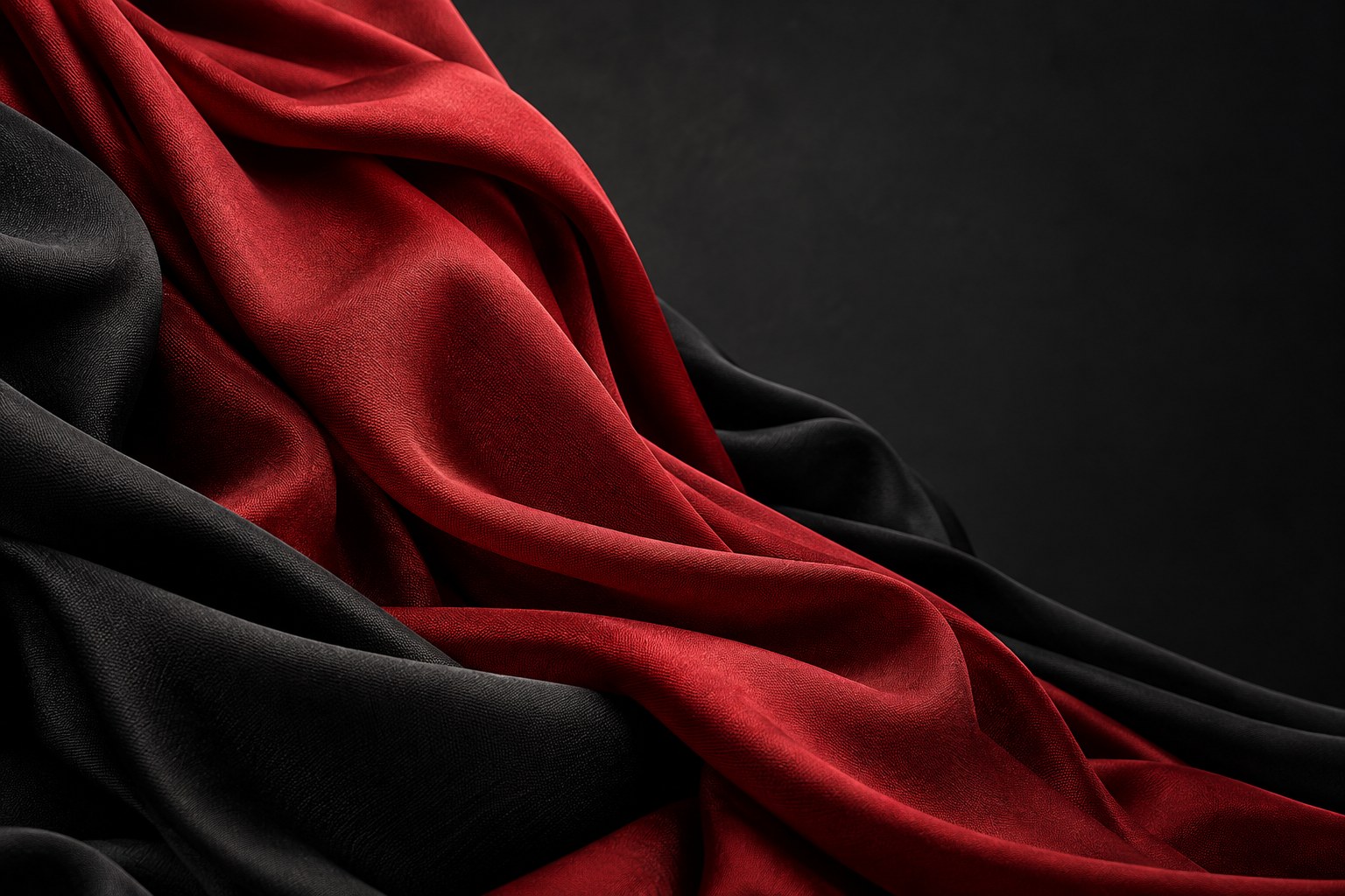 AI-generated illustrative image of red and black fabrics